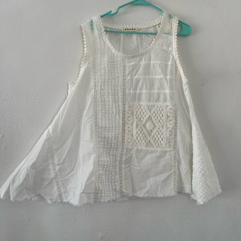 Bohemian White Crochet Patchwork Tank Top - Sleeveless
